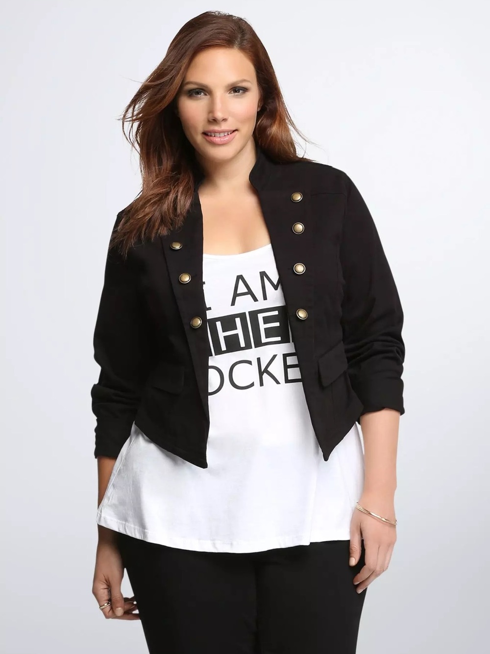 Black Military-Style Women's Blazer Jacket